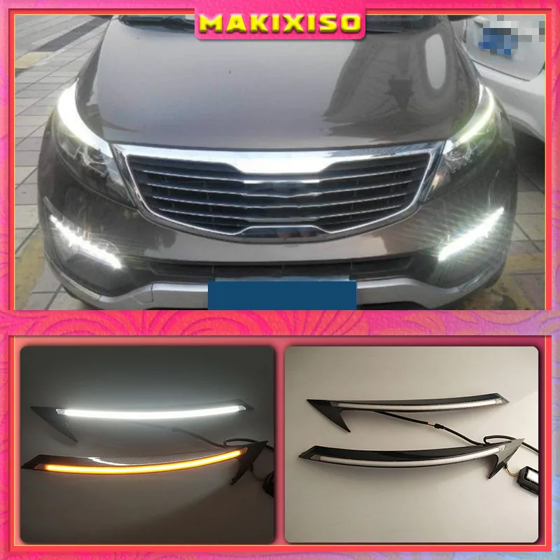 

2PCS LED DRL Daytime Running Light Turn Signal Car Headlight Eyebrow For Kia Sportage 2011 2012 2013 2014 2015