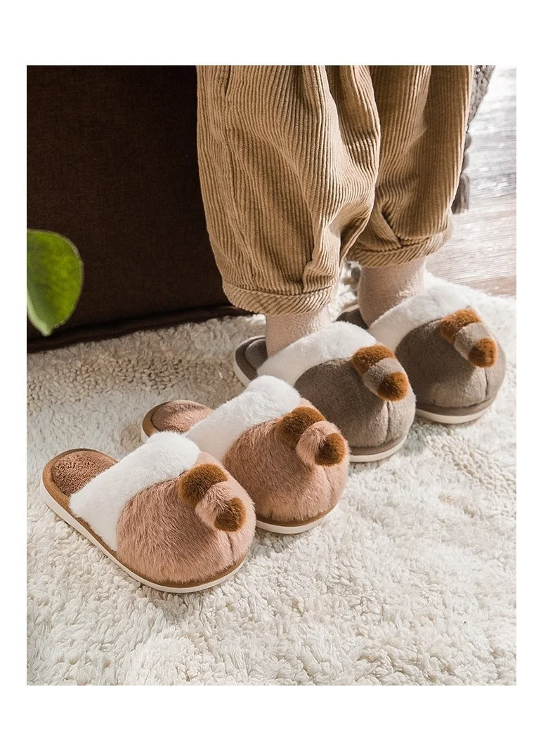

Funny Animal Tail Slippers Children's Winter Home Mules Kids Boy Girl Enfant Plush Slippers Kawaii House Slides Fluffy Shoes