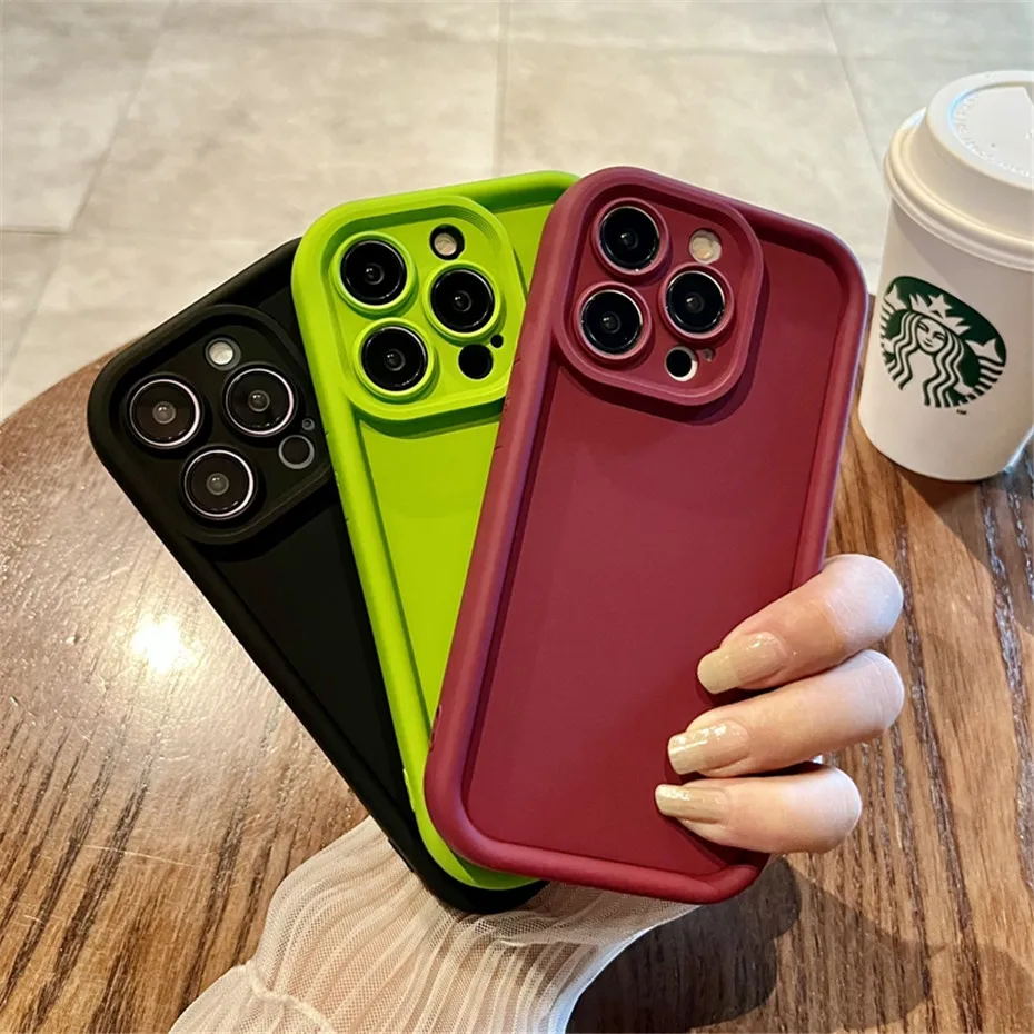 Фото Мягкий силиконовый чехол-бампер карамельного цвета для iPhone 11 12 13 14 Pro Max Plus X XR XS Защита камеры противоударные Чехлы Чехол №2