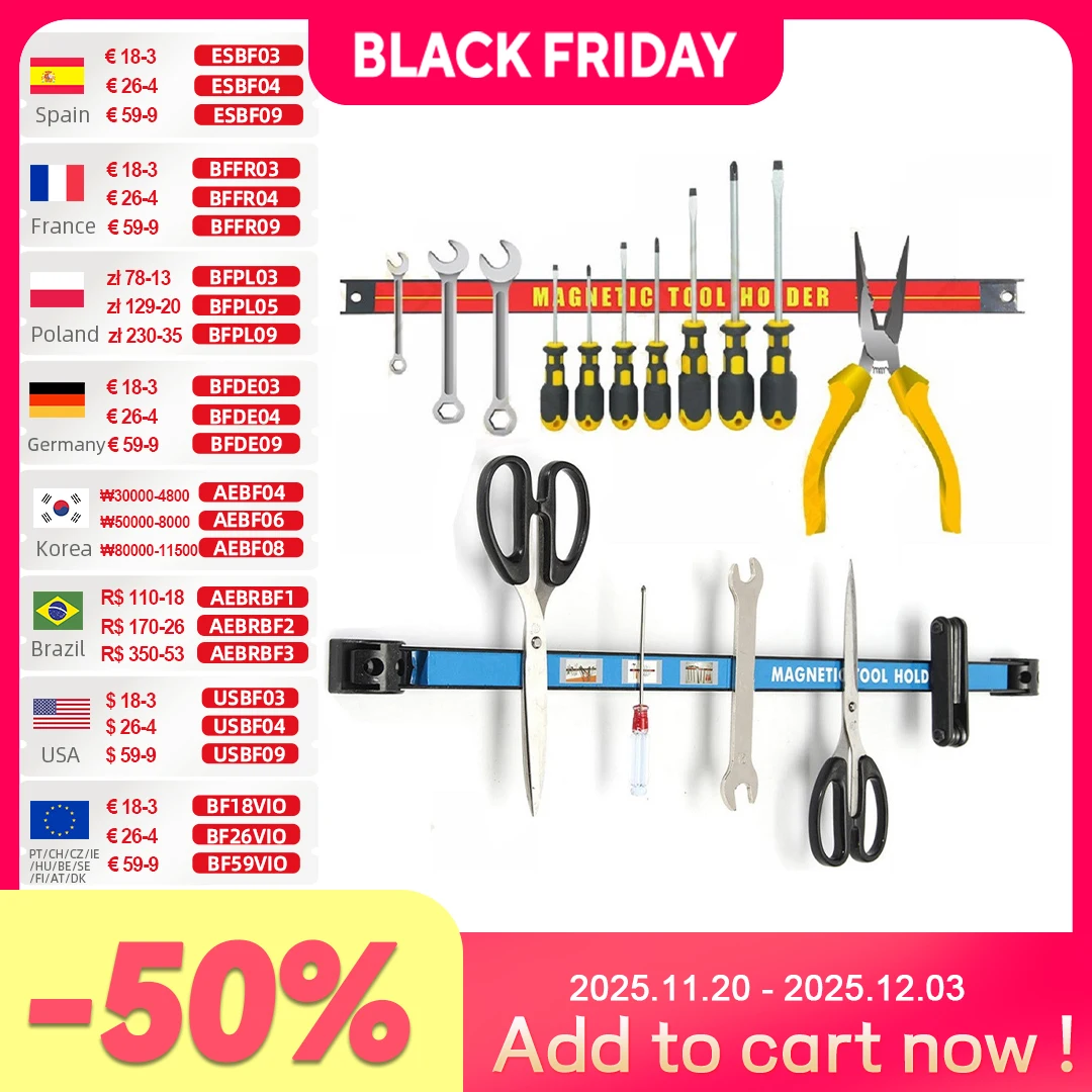 

Магнитный держатель для инструментов ALLSOME, органайзер для бара стеллаж для хранения инструментов с сильным магнитом для гаражного цеха