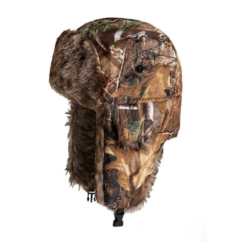 

Winter Ski Cap Lei Feng Camouflage Hat Ear Protection Flaps Trapper Aviator Trooper Earflap Hat Outdoor Bomber Thick Warmer Cap