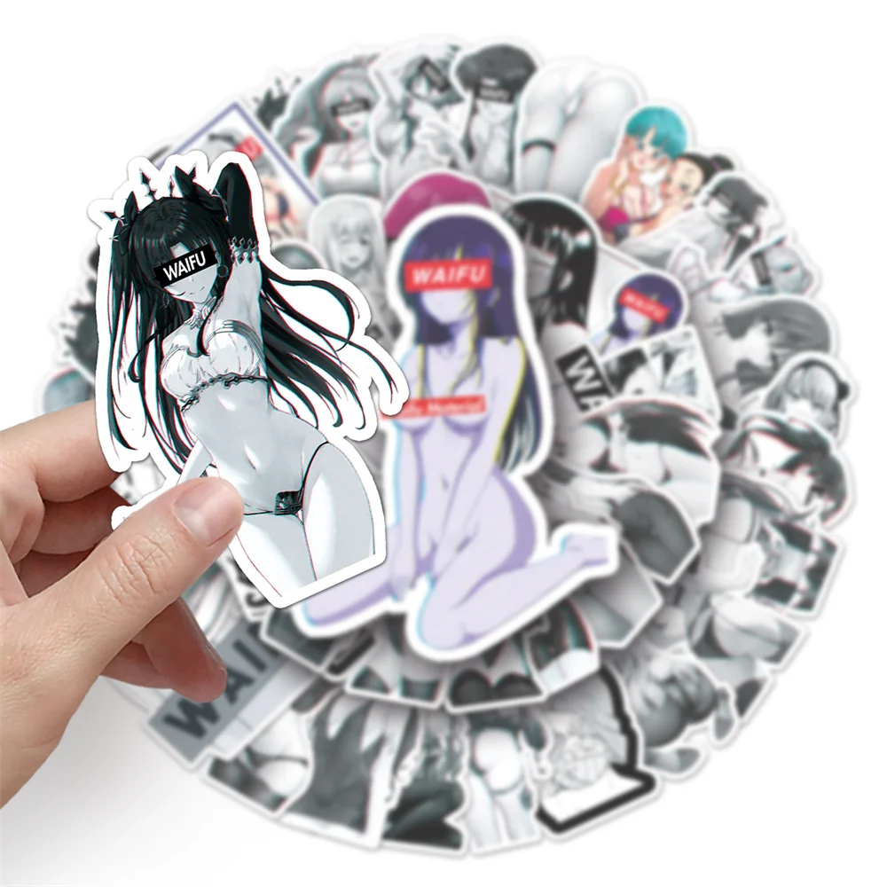 10/30/50 шт. новые черно-белые сексуальные бикини-наклейки Waifu для девушек Hentai