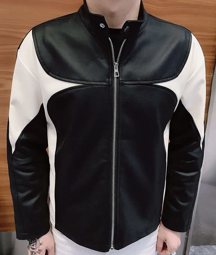 2024 Spring and Autumn New Men's High Sense Slim fit PU Leather Motorcycle Jacket Fashion