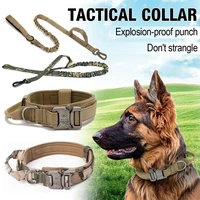 military tactical dog collar elastic bungee leash collar heavy duty pet collar large dogs traning collar for german shepherd