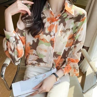 blusas femininas elegantes women shirt blouses new spring chic exquisite oil painting floral shirt chiffon shirt female 955f