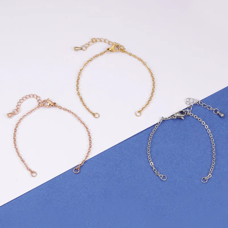 

5Pcs Width 1.5/2mm Stainless Steel Adjustable Cuba Chain with Extension Chains Connectors for Jewelry Making DIY Bracelet Anklet