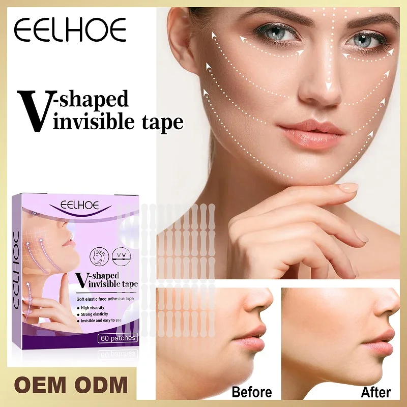 

60PCS Invisible Thin Face Stickers Face Contours Lift Up Facial Line Wrinkle Sagging Skin V-Shape Chin Lift Adhesive Tape