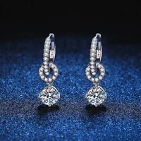 trendy 0 5ct d color moissanite clip earrings for women 925 silver iced moissanita huggie earrings plated platinum pass tester