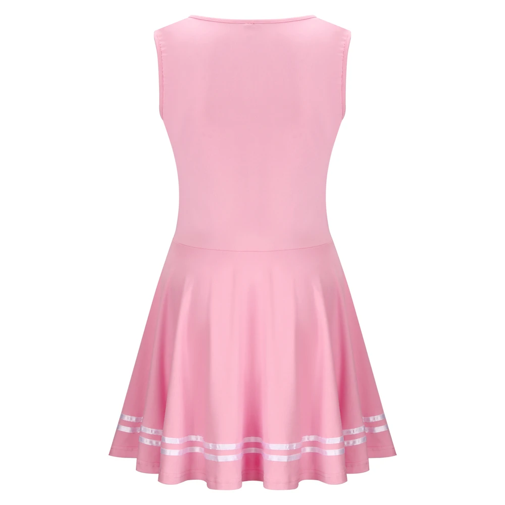 Униформа для чирлидинга sвиду комбинезон без рукавов розовое белое платье