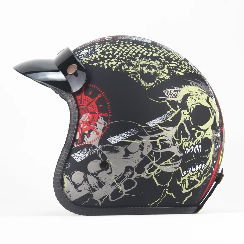 Four Seasons Retro Personality Helmet Electric Vehicle Half Helmet Crash Helmet Motorcycle Cascos Para Moto Casco Motocross