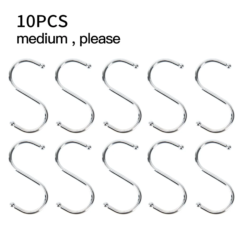 

10pcs Stainless Steel S-Shape Hook Kitchen Bedroom Multi-function Railing S Hanger Hook Clasp Holder Hooks Hanging Storage Tools