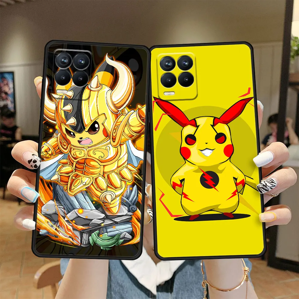 

Pokemon Pikachu Black Cell Phone Case Funda for Realme C15 8 Pro 9 C3i C21 7 C21Y 6 C11 C25Y Plus 8i Neo3 C35 Narzo30A XT 9i