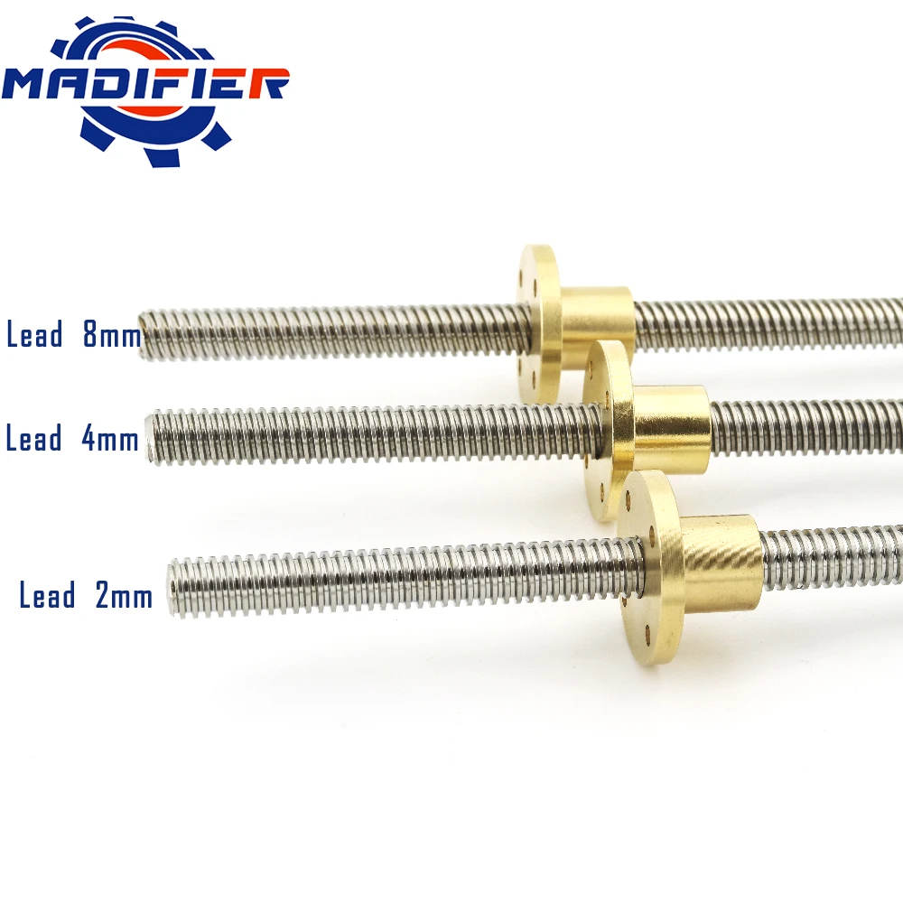 

304 stainless steel T12 screw length 720mm lead 2mm 8mm trapezoidal spindle 1pcs With copper nut