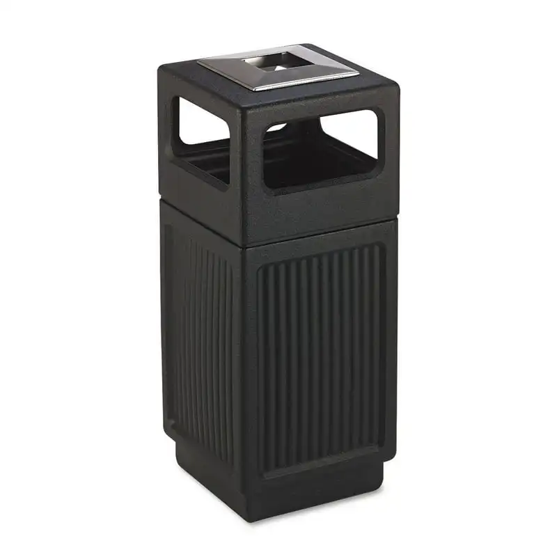 

Ash/Trash Receptacle Square Polyethylene 15gal Textured Black 9474BL