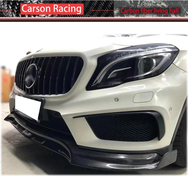 Фото Benz GLA Class X156 GLA45 AMG 2013-2019 Передний бампер из настоящего углеродного волокна, спойлер для подбородка, внешние аксессуары, комплект кузова, губа №4
