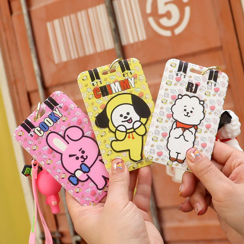 

Новый защитный чехол для брелока BT21, держатель для банковских карт, фото, защитный чехол для автобусной карты, подвеска из АБС-пластика, подвесные аксессуары