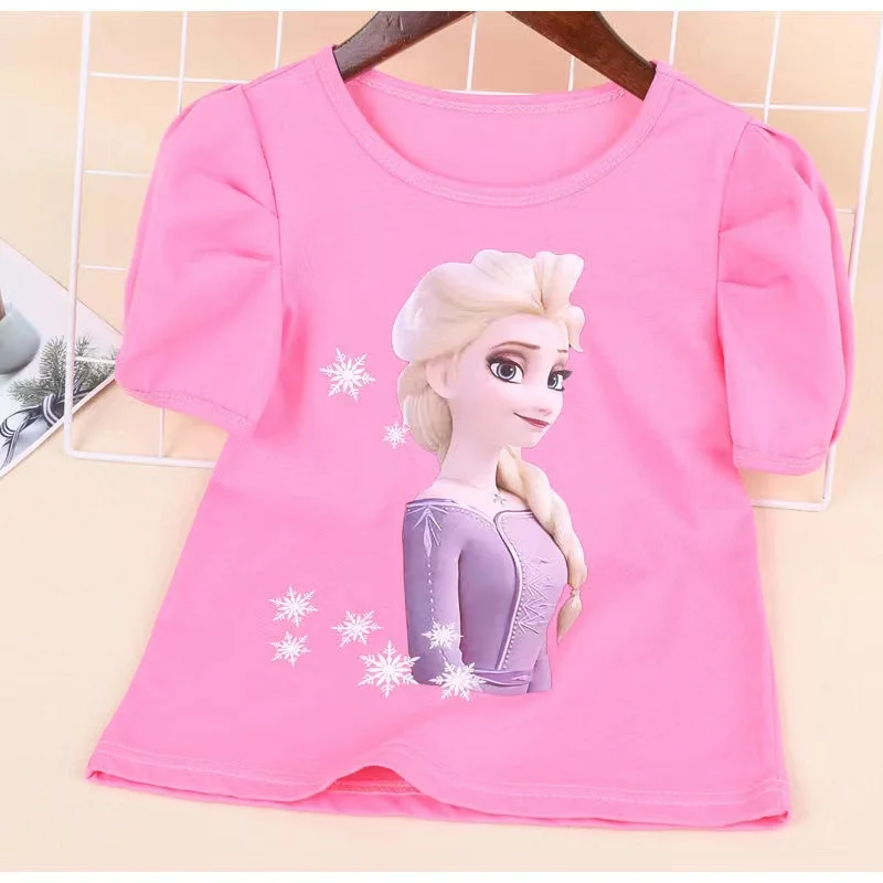 Disney Frozen Princess Elsa Children T-Shirt Children Girls Kids Shirts Child Baby Cotton Cartoon Tee Tops Clothing