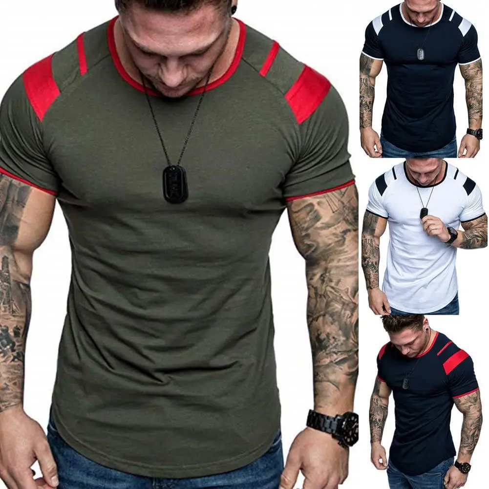 

Casual Solid Color Slim Fit Men T-shirt Stylish Elastic Short Sleeve Summer T-shirt Shirt Breathable Solid Color O Neck Top 2022