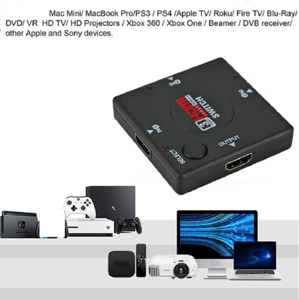 

Коммутатор 3-в-1 Hdmi, Коммутатор Hdmi, 3-портовый концентратор, автоматический переключатель 1080p Hdmi, разветвитель для Hdtv, Xbox 360, Ps3