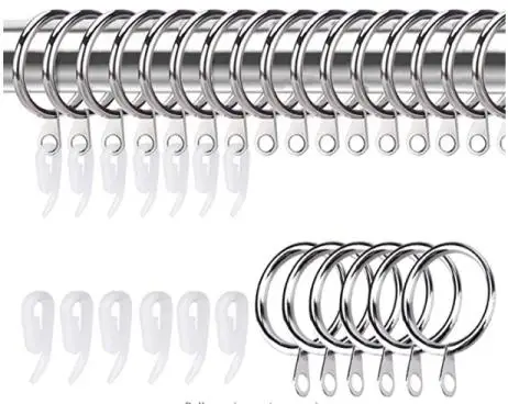 

50pcs Stainless Steel Curtain Accessories 25pcs Curtain Rings and 25pcs Hooks For Curtains Rods