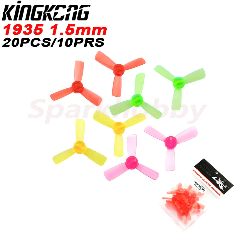 

20PCS/10 Pairs KINGKONG 1935 3-blade Propeller 1.5mm Monting Hole CW CCW with 8PCS screws for Q90 90GT Brushless FPV Drone