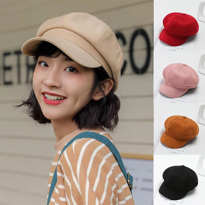 

Newsboy Caps New Arrive Women Newsboy Gatsby Cap Octagonal Baker Peaked Beret Driving Hat Female Sunscreen Hats Painter Tour cap