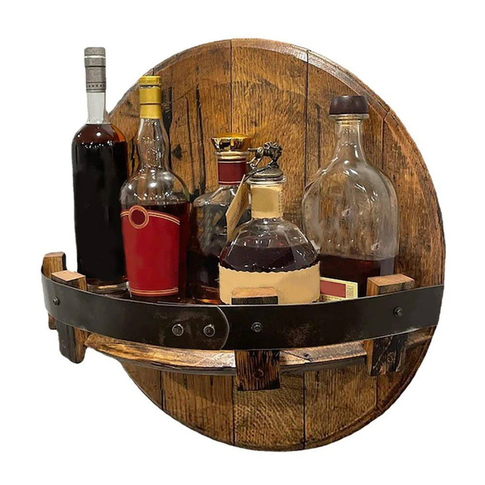 

Handmade Wall Mounted Wine Bottle Display Stand Cups Storage Hanging Rack Bar Hanger Shelf Kitchen Barware Standing Holders