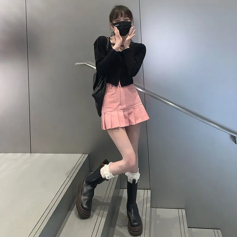 Юбка джинсовая женская летняя со складками с завышенной талией | Женская одежда