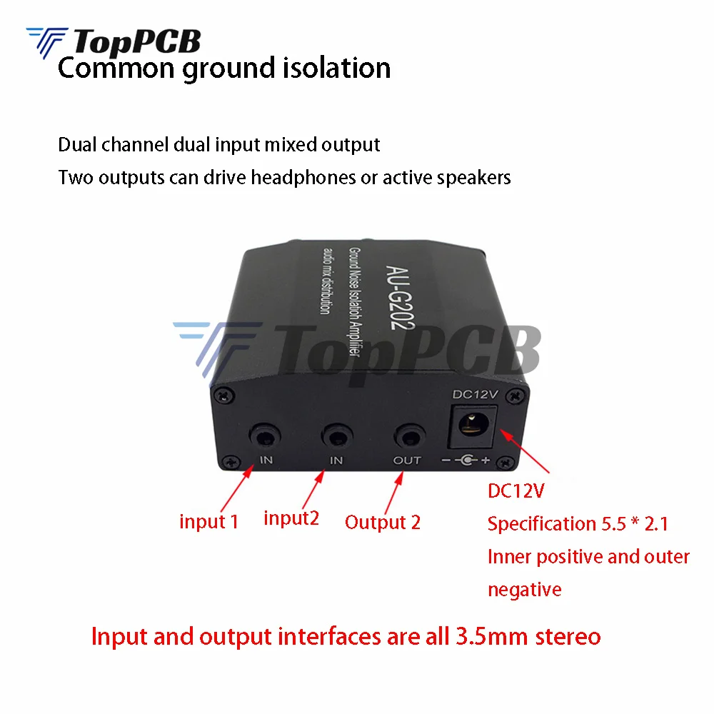 

Ground Noise Isolation Amplifier Audio Mix Remix Distribution Distributor DC 5-18V for PC Game Headphone Speaker Subwoofer