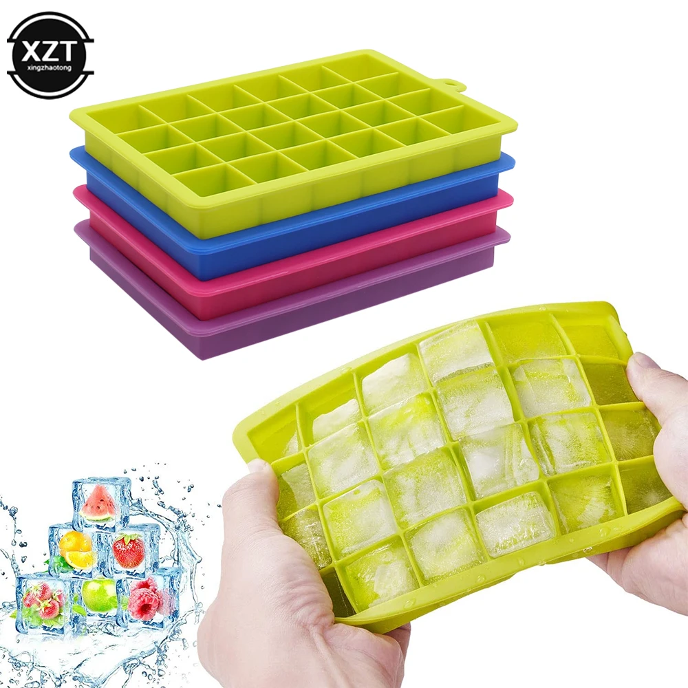 24 Grids Silicone Ice Cube Make For Whiskey Cocktail Pudding Chocolate Molds Square Shape Ice Cube Trays Molds Home Gadgets