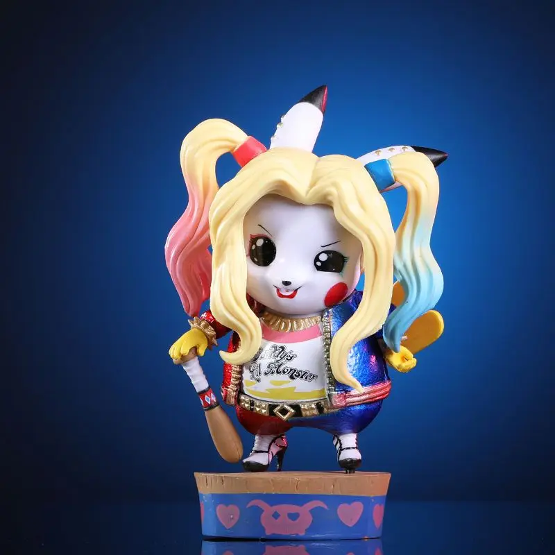 

12cm Anime Pikach COS Clown Harleen Quinze Action FigureMonster Cartoon Figurines Model Statue Dolls Toys Children Gift