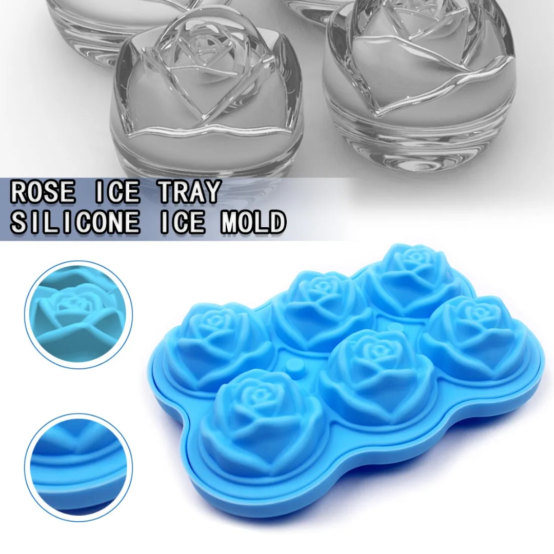 

Поднос для кубиков льда в форме розы, большая силиконовая форма для коктейлей, виски, льда, с крышкой, кухонные аксессуары