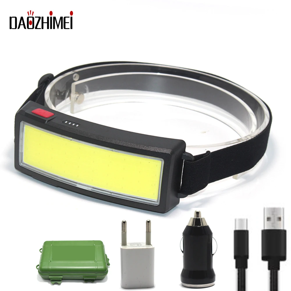 

Portable Mini COB LED Headlight With Built-in Battery Flashlight USB Rechargeable Head lamp torch 3 Modes Lighting Headlamp