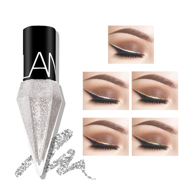 Eye Shadow Pearlescent Diamond Eye Shadow Liquid 5-color Sequins MakeUp Smooth Mini Fine Brush Eyeliner Shine And Head 1