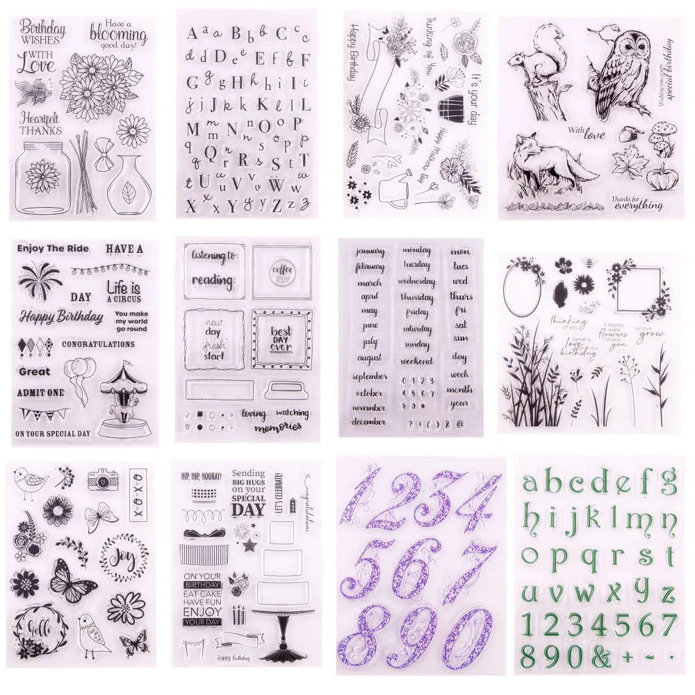 

New Arrival Letters Numbers Clear Stamps for DIY Scrapbooking Card Flowers Rubber Stamp Making Album Photo Template Crafts