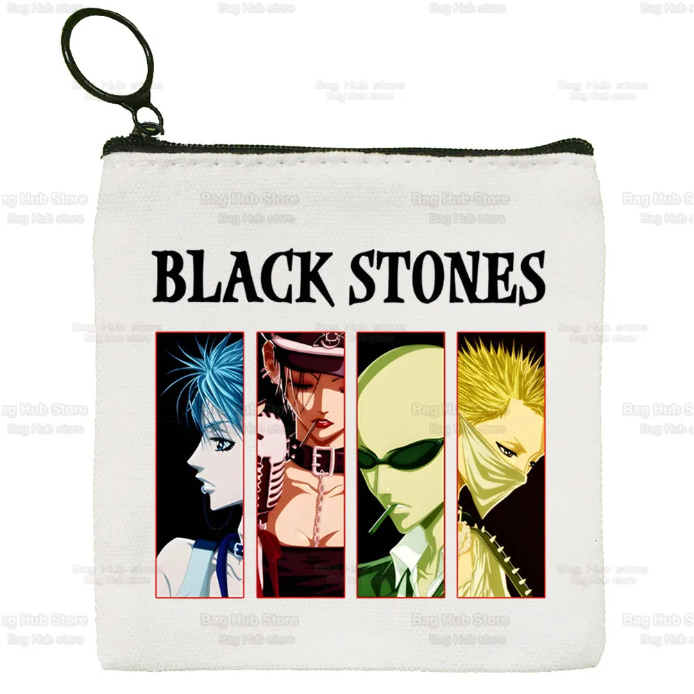 Black Stones NANA Osaki Anime Canvas Coin Purse Custompattern Logo Storage Pouch Canvas Bag New Coin Bag Key Coin Purse