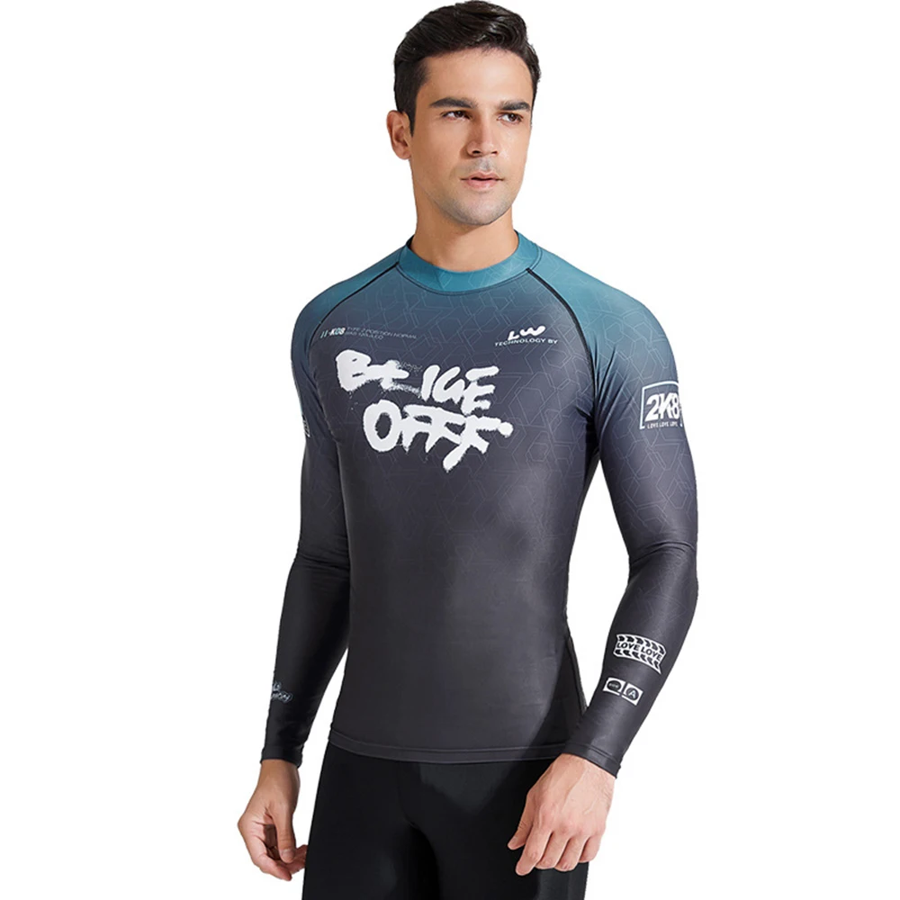 2022 Men's Rash Protection Split Long Sleeve Wetsuit Surf Swimsuit UV Protection Water Sports Quick Dry Shirt Swimming Surf Top