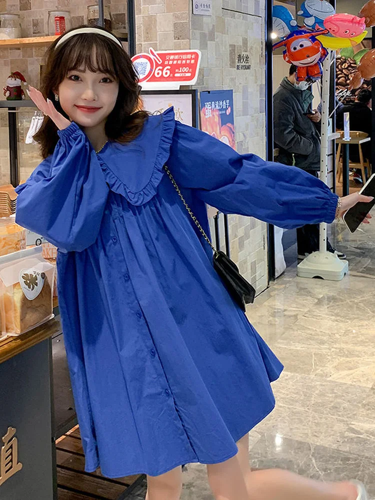 

2023 Japanese Style Oversized Lolita Dress Peter Pan Collar Cute Loose Dresses 2022 Korean Fashion Shirt Vestido Kawaii Feminine