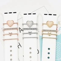 fashion metal charms watch band decoration ring for apple diamond ornament iwatch bracelet silicone strap jewelry accessories