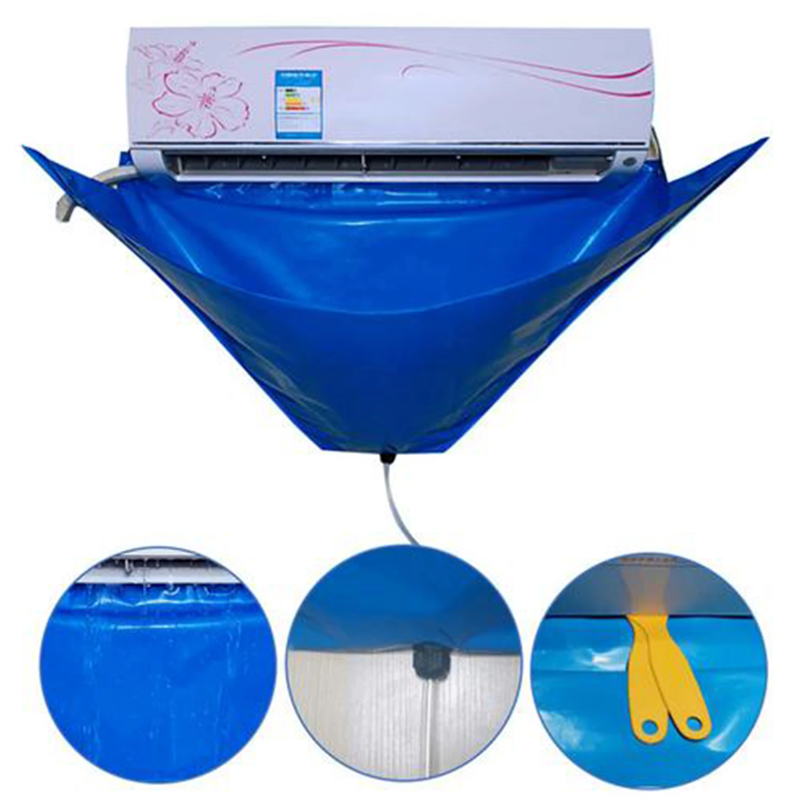 

Air Conditioner Cover Cleaning Kit Waterproof Cover Bag With Drain Outlet Dust Washing Clean Protector Household Cleaning Set