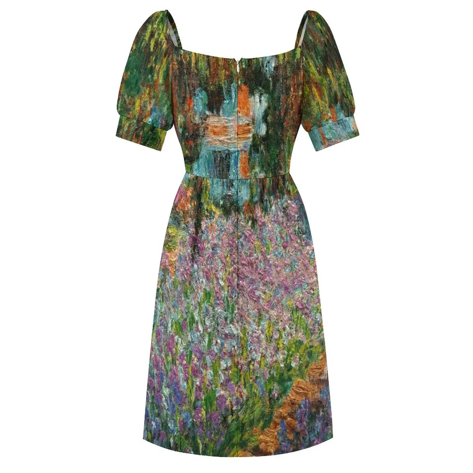 Irises In Monet's Garden At Giverny by Claude Monet Платье с короткими рукавами для женщин женское