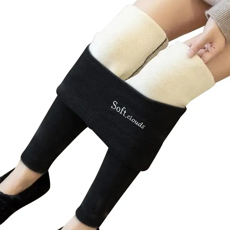 

Теплые брюки для женщин, мягкие зимние теплые тренировочные брюки с подкладкой, удобные джоггеры с высокой талией, флисовые брюки, плотные о...