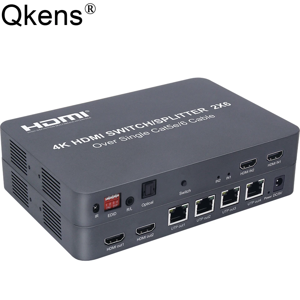 

4K 4 канала RJ45 CAT6 удлинитель кабеля Ethernet HDMI удлинитель 100 м 2x6 HDMI видео переключатель сплиттер передатчик 2 входа 6 выходов