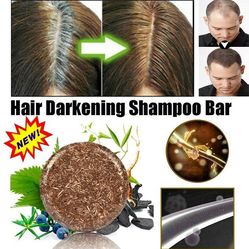 

100% Organic Grey Reverse Shampoo Bar Essence Hair Darkening Shampoo Soap