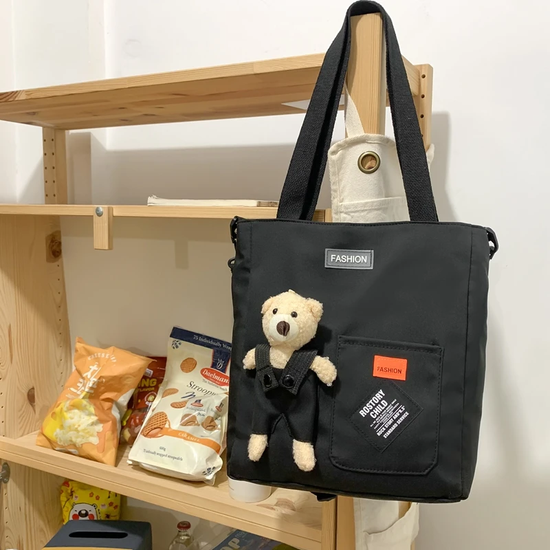 Large Capacity Fashion Shoulder Bag Student Schoolbag Satchels Canvas Japanese Harajuku Messenger Bags for Girls Cute Handbag