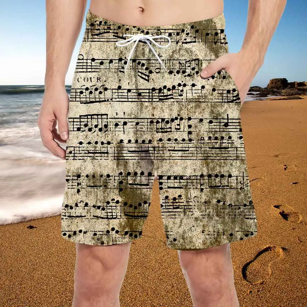 Summer beach pants men's quick-drying surf pants retro note casual pants couple shorts beach shorts swimming shorts men's shorts