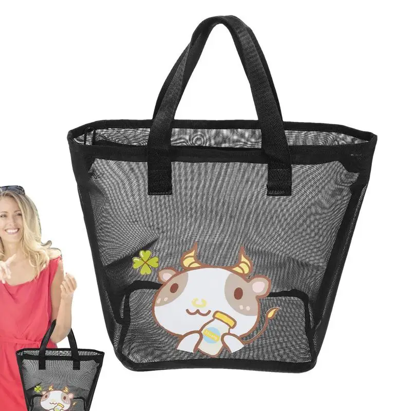 

Mesh Tote Travel Tote Bag For Beach Portable Kids Shell Collecting Bag Beach Vacation Essentials For Outdoor Gyms