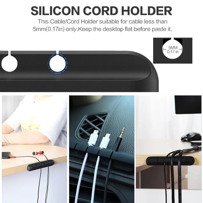charger holder clips wire winder usb cable organizer silicone tie fixer office desktop phone cable holder earphone wire storage free global shipping