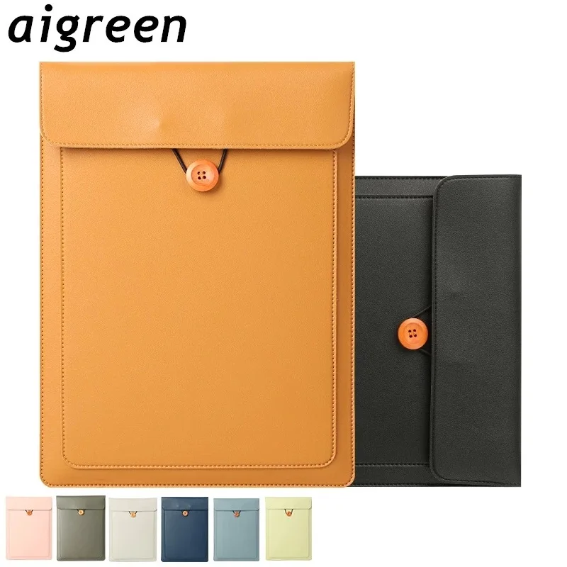 

Brand Aigreen Laptop Bag 10,11,12,13,14,15.4 Inch PU Leather Sleeve Case For MacBook Air Pro M1,Envelope Notebook Cover Dropship