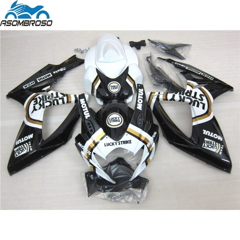 

Fairings set for SUZUKI GSXR 600 750 2006 2007 Black White LUCKY STRIKE plastic bodywork K6 gsxr600 06 GSXR750 07 fairing kit